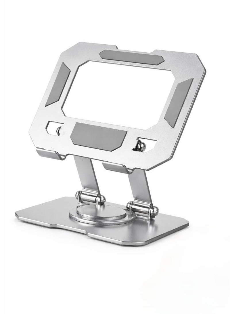 Foldable Metal Tablet Stand Holder for iPad & Mobile – 360° Rotating Desktop Tablet Mount Adjustable Height & Angle for 4-16 Inch Devices Anti-Slip Stable Heavy Duty - Image 1